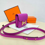 Hermes Constance Slim Wallet Purple Epsom Leather Gold H082068 - Default Title - View 2