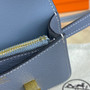 Hermes Constance Slim Wallet Blue Epsom Leather Gold H082082 - Default Title - View 9