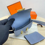 Hermes Constance Slim Wallet Blue Epsom Leather Gold H082082 - Default Title - View 6