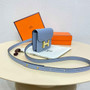 Hermes Constance Slim Wallet Blue Epsom Leather Gold H082082 - Default Title - View 2