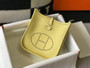 Hermès Evelyne 18 Togo Leather Shoulder Mini Bag Silver Light Yellow - Default Title - View 3
