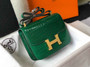 Hermes Constance Bag Green Crocodile Leather Gold H2802 - 18cm - View 2