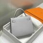 Hermes Kelly Bag 25 Gray Epsom Leather Silver Hardware H7105 - Default Title - View 4