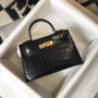 Hermes Kelly Mini II Bag 19 Black Crocodile Leather with Gold Hardware - Default Title - View 4