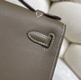 Hermes Kelly Bag 22 Swift Leather Gray Silver Hardware - Default Title - View 8