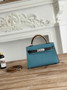 Hermes Kelly Bag 19 Blue Epsom Leather Silver H82311 - Default Title - View 1