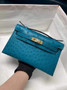 Hermès Kelly Pochette, Kelly Cuts Ostrich Leather - Color 1 - View 9