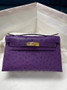 Hermès Kelly Pochette, Kelly Cuts Ostrich Leather - Color 1 - View 10