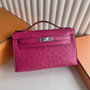 Hermès Kelly Pochette, Kelly Cuts Ostrich Leather - Color 1 - View 3
