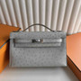 Hermès Kelly Pochette, Kelly Cuts Ostrich Leather - Color 1 - View 4