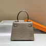 Hermes Kelly Bag 20 Gray Crocodile Leather Gold Hardware H7303 - Default Title - View 4