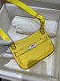 Hermes Jypsiere mini bag Yellow Silver Swift Leather H25651 - Default Title - View 1