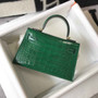 Hermes Kelly Mini II Bag 19 Gold Hardware with Green Crocodile Leather - Default Title - View 2