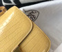Hermes Constance Bag Apricot Crocodile Leather Gold H2808 - 18cm - View 7