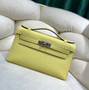 Hermes Kelly Bag 22 Lemon Swift Leather Silver Hardware - Default Title - View 1