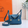 Hermes Lindy Mini Bag Blue Togo Leather Gold Hardware H8609 - Default Title - View 1