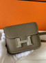 Hermes Constance Slim Wallet Epsom Dark Gray Leather Silver H082097 - Default Title - View 1