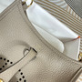 Hermes Evelyne III 17 Light Gray Togo Leather Bag Gold H5628 - Default Title - View 3