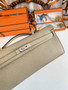 Hermès Kelly Cut Clutch 31cm Epsom Leather Light Gray Silver - Default Title - View 4