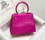 Hermes Kelly Bag 20 Plum Crocodile Leather Gold Hardware H7300 - Default Title - View 4