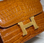 Hermes Constance Bag Brown Crocodile Leather Gold H2801 - 18cm - View 5