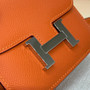 Hermes Constance Slim Wallet Orange Epsom Leather Silver H082075 - Default Title - View 6