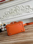 Hermes Lindy Mini Bag Togo Leather Orange Silver H68607 - Default Title - View 4