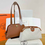 Hermes Tablier sellier Bag Brown Swift calfskin and H canvas Gold hardware - Default Title - View 1