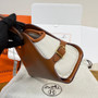 Hermes Tablier sellier Bag Brown Swift calfskin and H canvas Gold hardware - Default Title - View 6