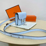 Hermes Constance Slim Wallet Light Blue Epsom Leather Silver H082077 - Default Title - View 2