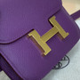 Hermes Constance Slim Wallet Dark Purple Epsom Leather Gold H082060 - Default Title - View 6