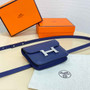 Hermes Constance Slim Wallet Navy Blue Epsom Leather Silver H082089 - Default Title - View 4