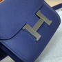 Hermes Constance Slim Wallet Navy Blue Epsom Leather Silver H082089 - Default Title - View 6
