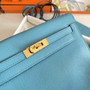 Hermès Kelly Danse II blue Evercolor leather with gold - Default Title - View 5