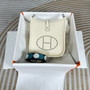 Hermes Evelyne III 17 Togo Beige Leather Bag Silver H5637 - Default Title - View 1