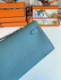 Hermès Kelly Cut Clutch 31cm Epsom Leather Blue Silver - Default Title - View 3