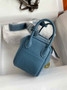Hermes Lindy Mini Bag Blue Togo Leather Silver Hardware H8615 - Default Title - View 2
