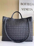 Bottega Veneta Large Andiamo Bag 766019 Black Lambskin Intrecciato Silver