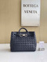 Bottega Veneta Small Andiamo Bag 743568 Lambskin Navy Blue Silver