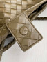 Bottega Veneta Large Andiamo Bag 766019 army Green Lambskin bonded Intrecciato