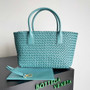 Bottega Veneta Medium Cabat Bag 608810 Blue Green lambskin leather
