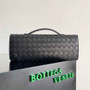 Bottega Veneta Long Clutch Andiamo With Handle 741511 Calfskin Black