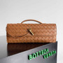 Bottega Veneta Long Clutch Andiamo With Handle 741511 Calfskin Tan