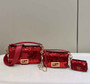 Fendi 8BS017 Baguette Mini Dark red sequin and leather bag
