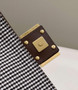 Fendi 8BS017 Baguette Mini Brown houndstooth wool bag with FF embroidery