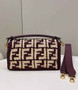 Fendi 8BR600 Baguette Wine Red raffia with crocheted FF