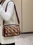 Fendi 8BR600 Baguette Wine Red raffia with crocheted FF