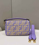 Fendi 8BR600 Baguette Purple raffia with crocheted FF