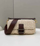 Fendi 8BR600 Baguette Dark Beige raffia with crocheted FF