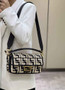 Fendi 8BR600 Baguette crocheted FF with Black raffia back